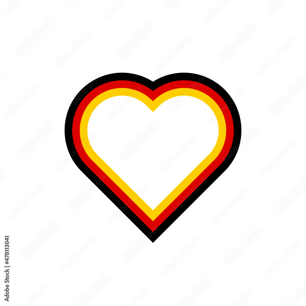 heart shape flag of germany. vector illustration isolated on white background heart shape flag of germany. vector illustration isolated on white background