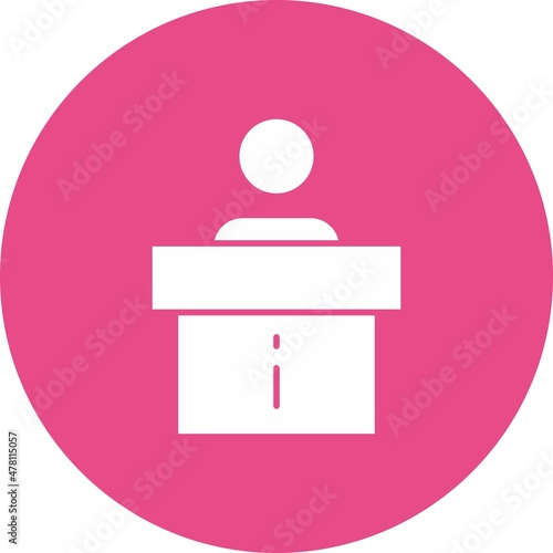 Information Desk Glyph Circle Vector Icon Design