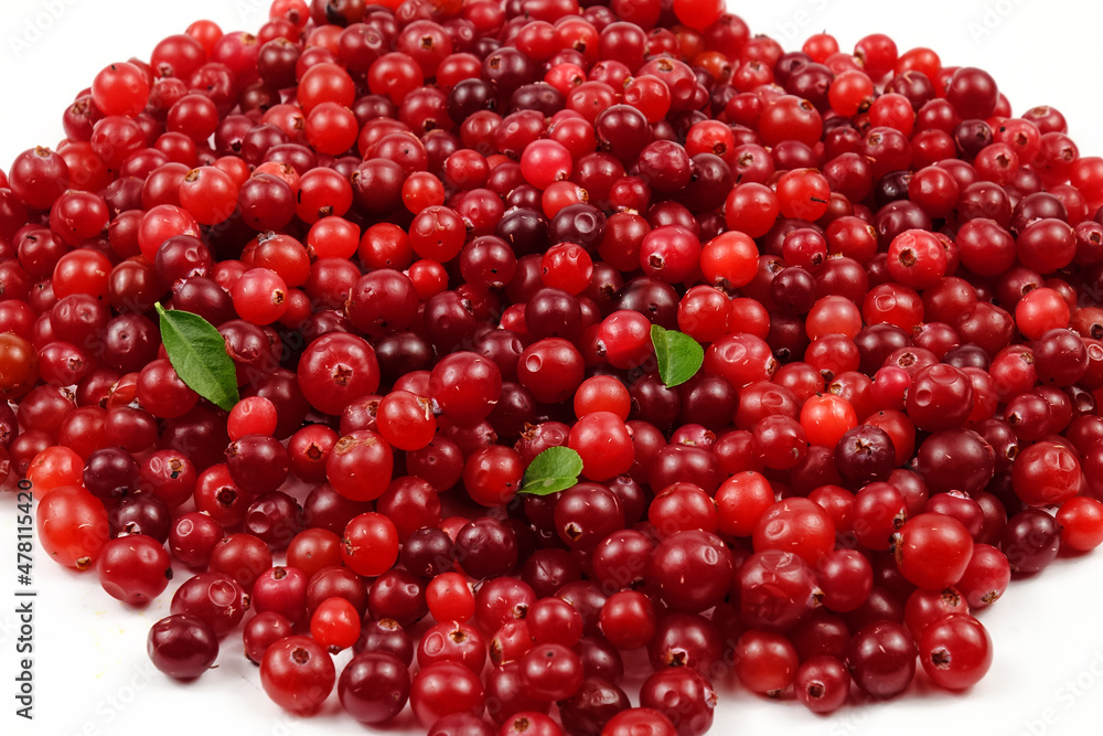 Ripe fresh cranberries scattered on the table, natural background Ripe fresh cranberries scattered on the table, natural background