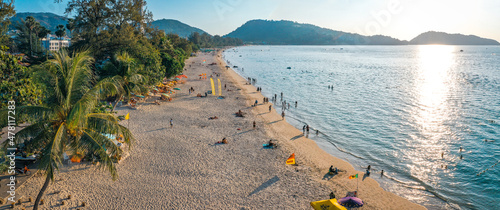 Sunset view in Patong beach in Phuket Province, Thailand photo