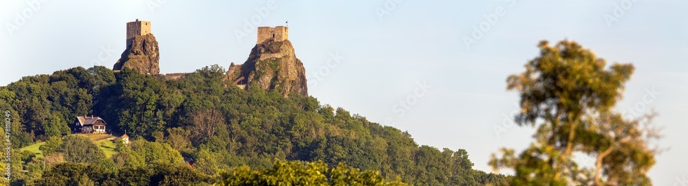 Trosky castle ruins two towers Czech Paradise