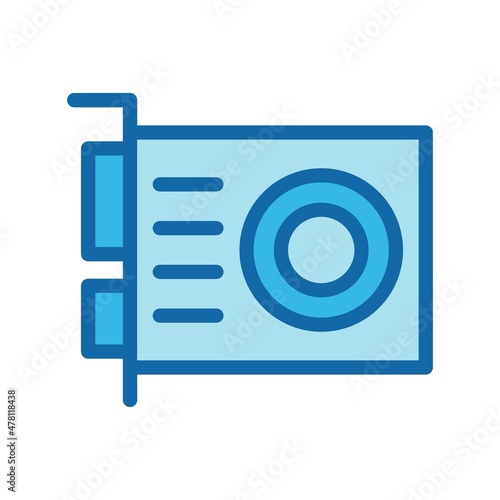 Grafic Card Line Filled Blue Vector Icon Design