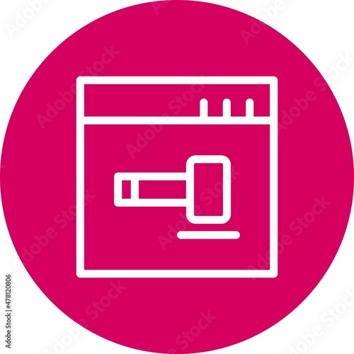 Gavel Line circle Vector Icon Design