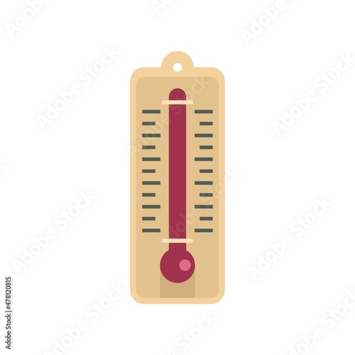 Sauna wood thermometer icon flat isolated vector