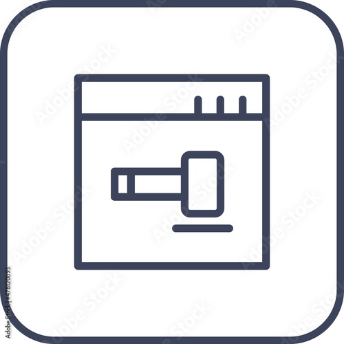 Gavel Line Round Corner Vector Icon Design