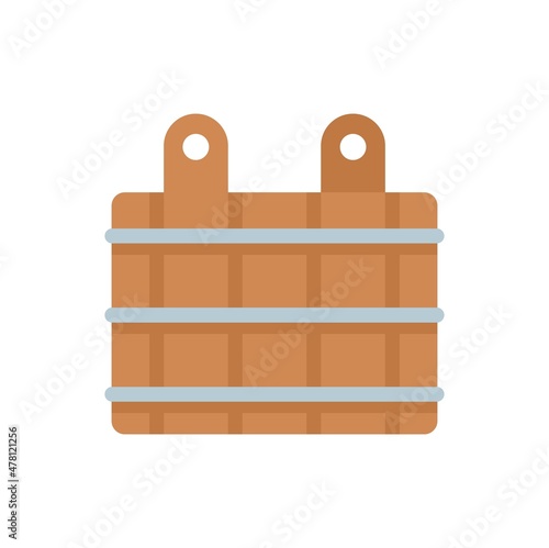 Sauna wood steel bucket icon flat isolated vector