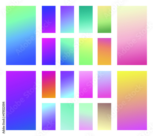Set of abstract vector gradient backgrounds. Colorful texture for your design. Mobile app template