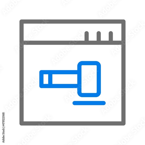 Gavel Line Blue Vector Icon Design