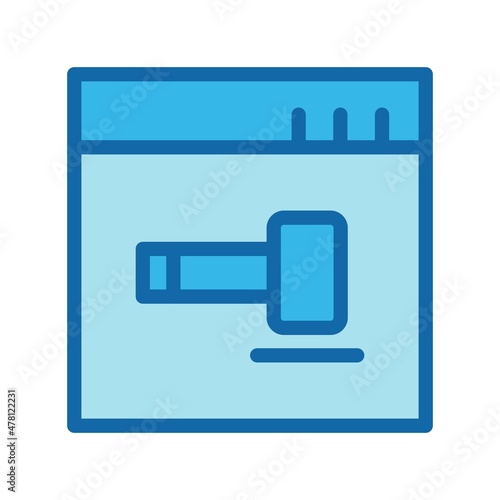 Gavel Line Filled Blue Vector Icon Design