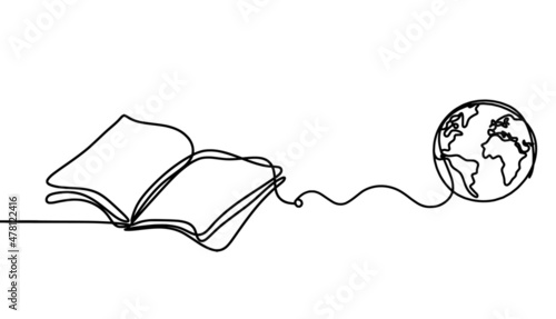 Abstract open book as line drawing on white background. Vector