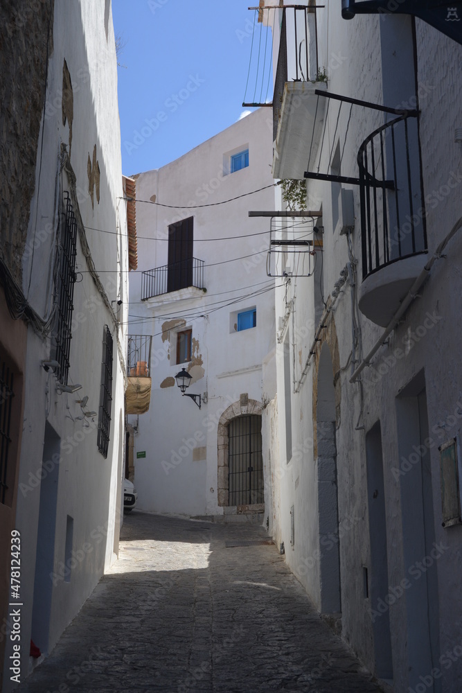 narrow street in the old town of ibiza