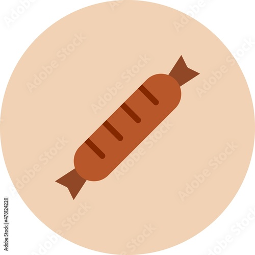 Sausage Flat Circle Vector Icon Design