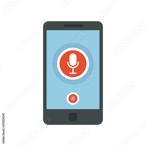 Smartphone audio recording icon flat isolated vector