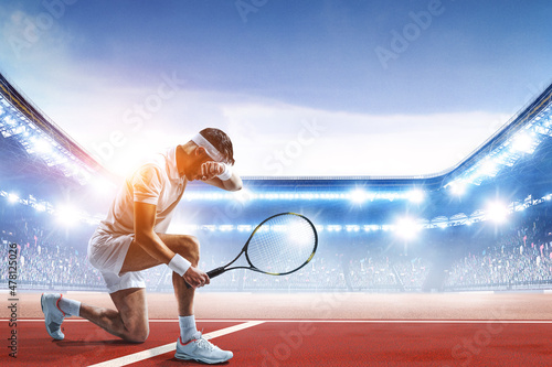 Professional tennis player . Mixed media photo