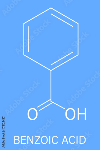Benzoic acid - food and cosmetic preservative, E210 additive, skeletal chemical formula