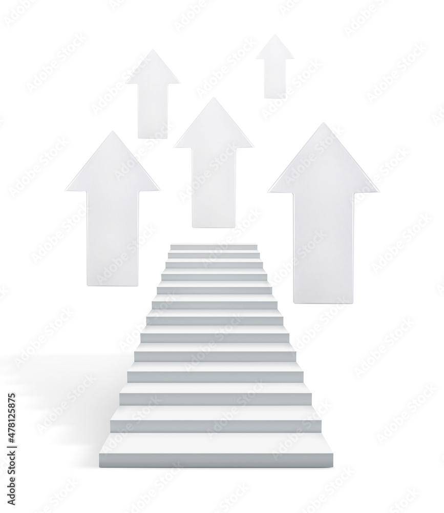 .Concept vision business. stairs with white arrows. 3d render