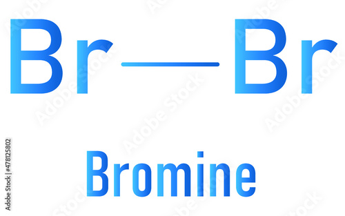 Elemental bromine, Br2, molecule. Skeletal formula.