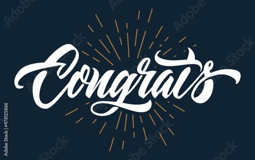 Congrats brush hand lettering, isolated on white background. Vector typography illustration.