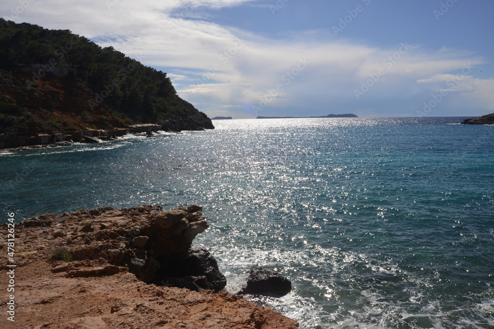 beach and rocks in ibiza