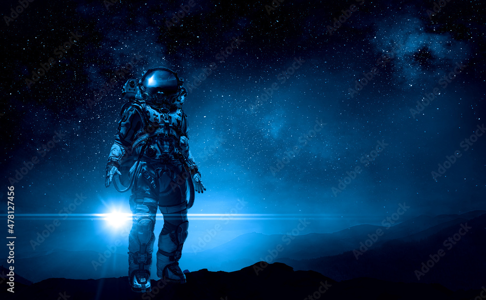Fototapeta premium Astronaut and space exploration theme.