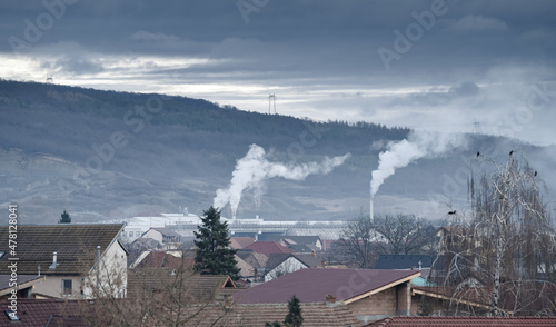 Cloudy winter morning over Sibiu city in Transylvania, with view to its neighbourhoods.