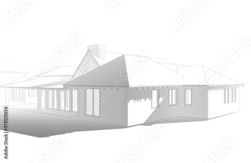 3d render of ranch  texas house