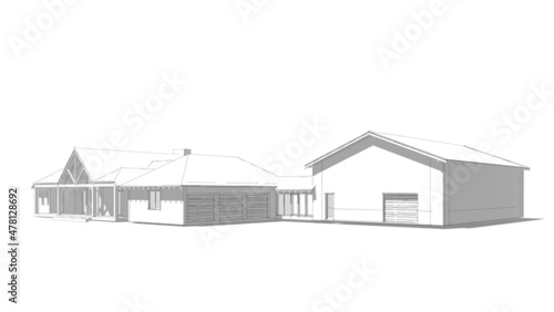 3d render of ranch, texas house