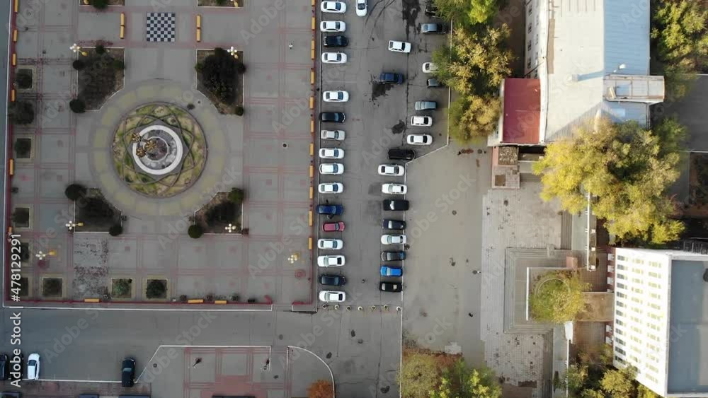 top-down view of a city street with parking top-down view of a city street with parking