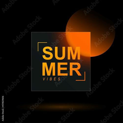 Glass frame with trendy morphism effect. Transparent blurred glass plate on black background.