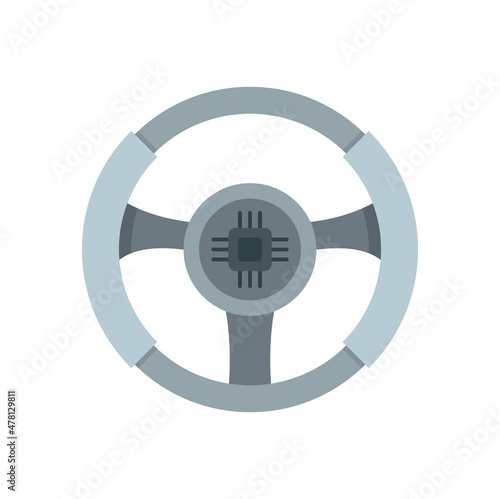 Unmanned car steering wheel icon flat isolated vector