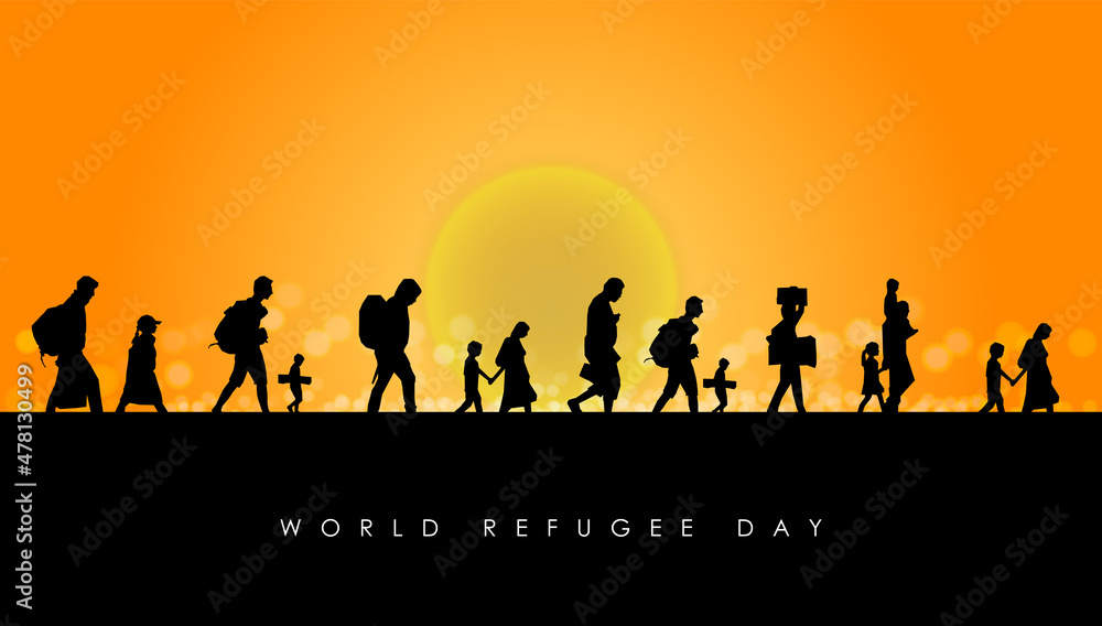 Fototapeta premium WORLD REFUGEE DAY VECTOR ILLUSTRATION.