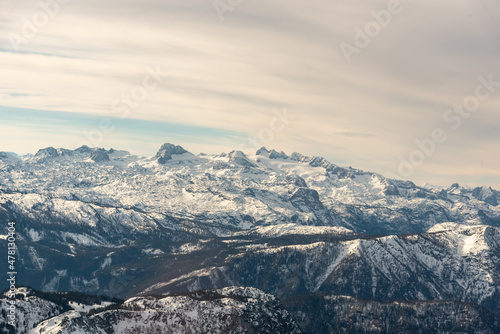 Aerial photo of mount Dachstein in Austria taken from a plane at approximately 2000m height © Redfox1980