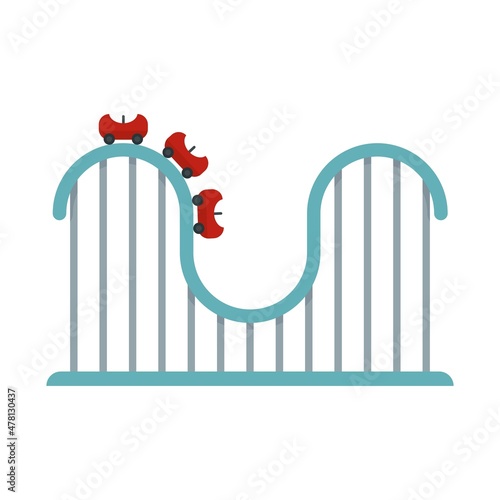 Roller coaster track icon flat isolated vector
