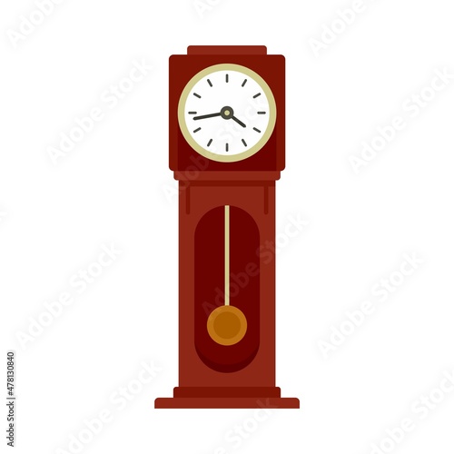Pendulum clock icon flat isolated vector