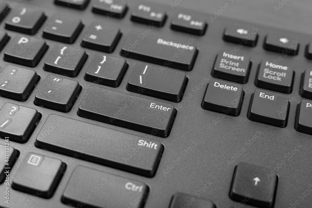 Black Keyboard Keys, Macro Shot of Keyboard Buttons Black Keyboard Keys, Macro Shot of Keyboard Buttons