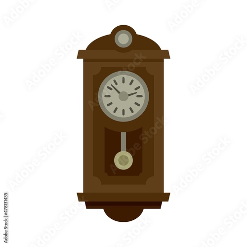 Kinetic pendulum clock icon flat isolated vector