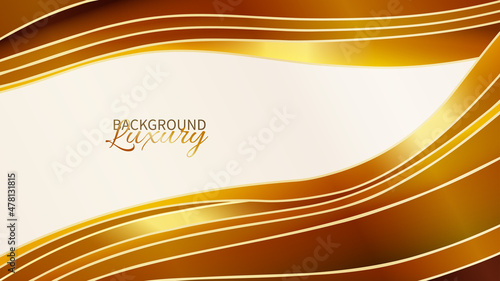 Abstract background with golden waves. Realistic luxury paper cut style 3d modern concept.