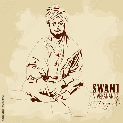 Swami Vivekananda-Swami Vivekananda vector illustration. vector photo