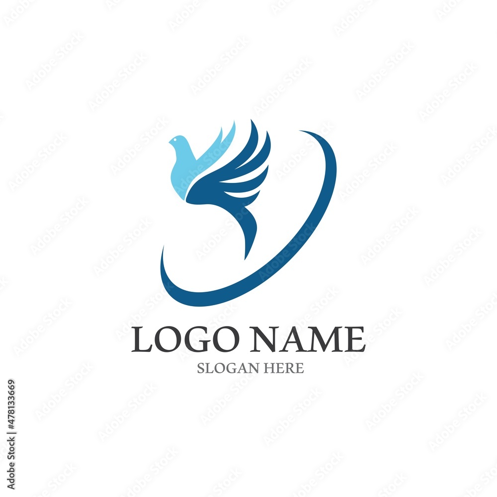Dove bird logo vector design Dove bird logo vector design