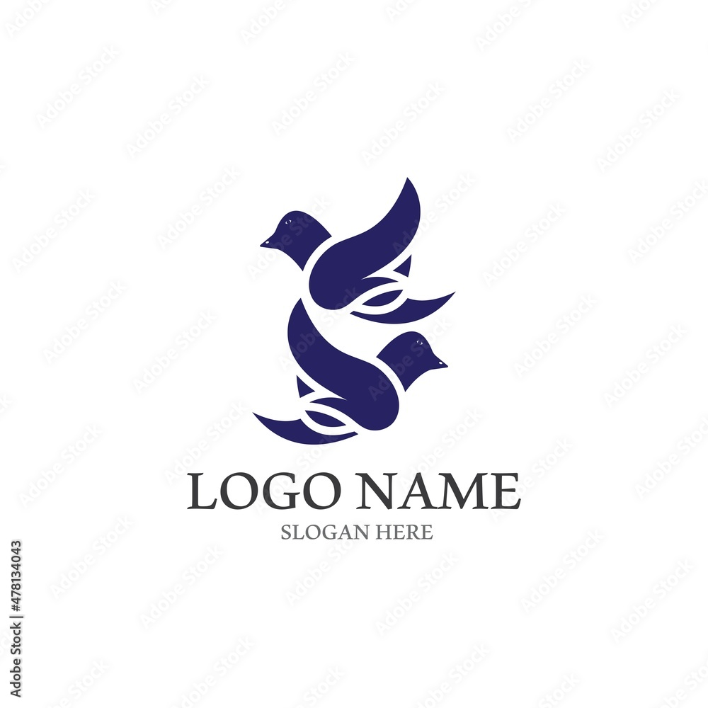 Obraz premium Dove bird logo vector design