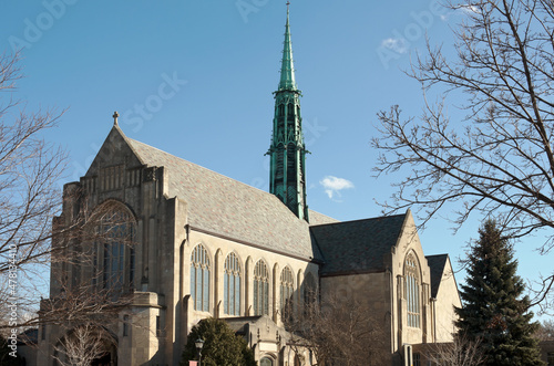 neogothic church and spire in saint paul minnesota