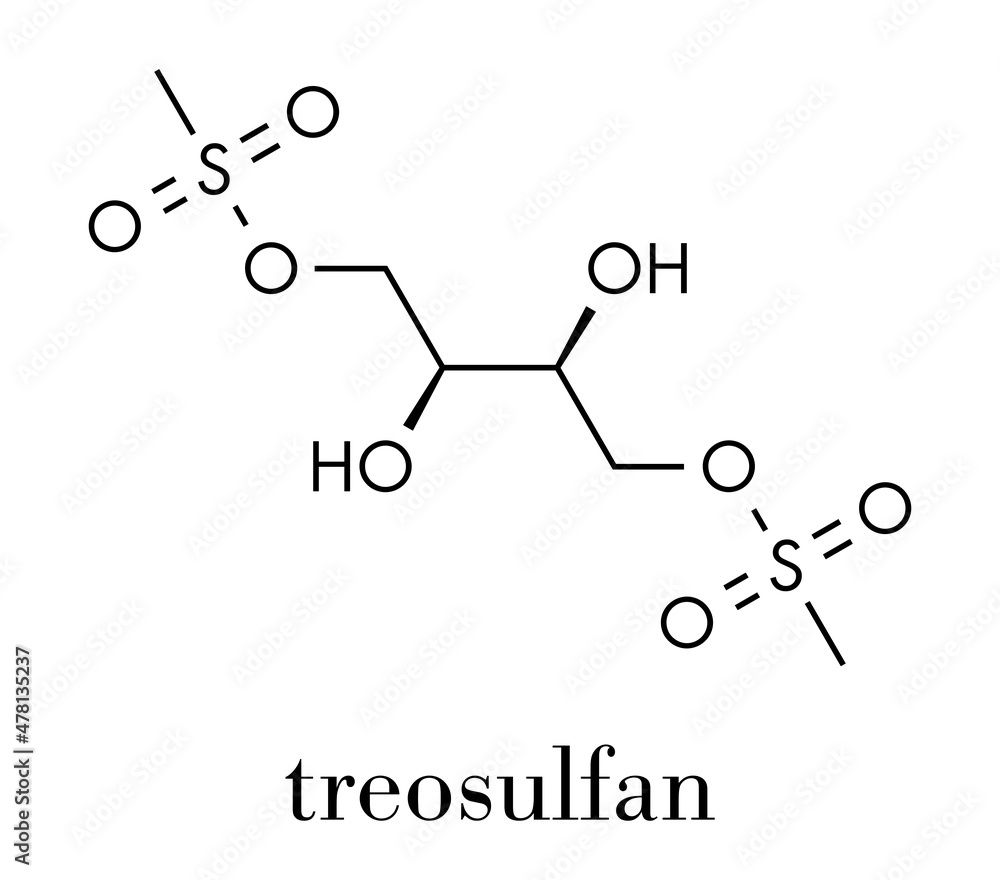 Treosulfan drug molecule. Skeletal formula.