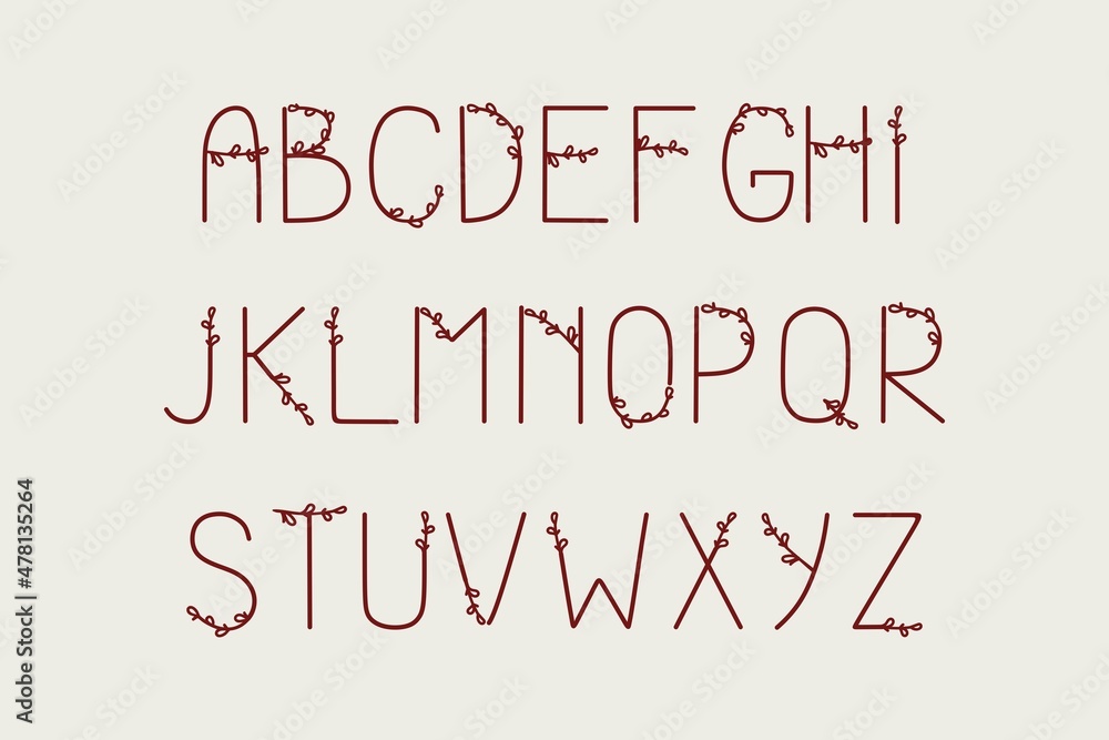 A set of letters isolated on white. Typographic alphabet for your designs: logo, font, postcard, wedding invitation. Vector alphabet