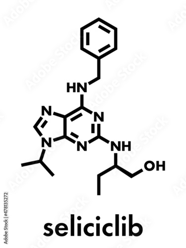 Seliciclib drug molecule (CDK inhibitor). Skeletal formula. photo
