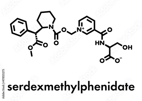 Serdexmethylphenidate chloride drug molecule. Skeletal formula.