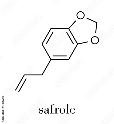 Safrole MDMA precursor molecule. Skeletal formula.