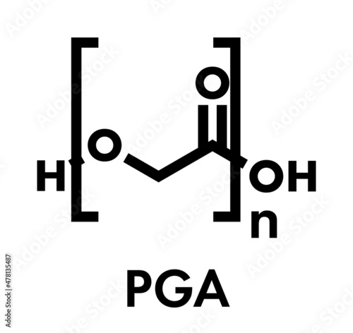 Polyglycolide (PGA) biodegradable polymer. Used in absorbable sutures. Skeletal formula. photo