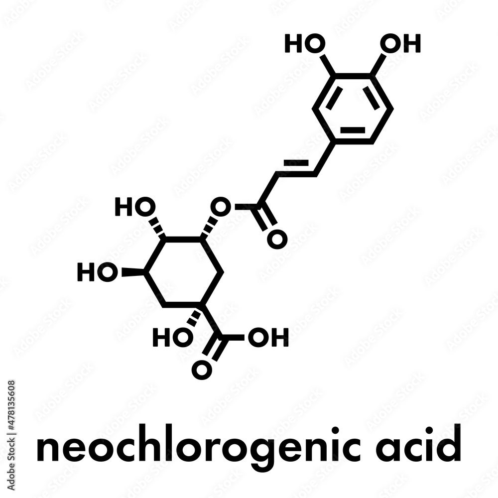 Neochlorogenic acid molecule. Skeletal formula.