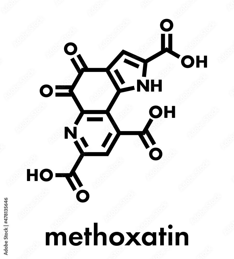Methoxatin redox cofactor molecule. Skeletal formula. Methoxatin redox cofactor molecule. Skeletal formula.