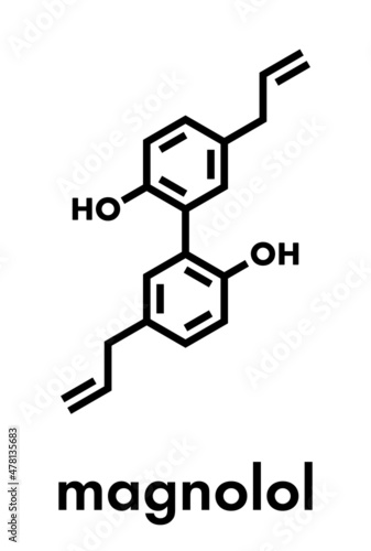 Magnolol herbal molecule, present in magnolia. Skeletal formula.